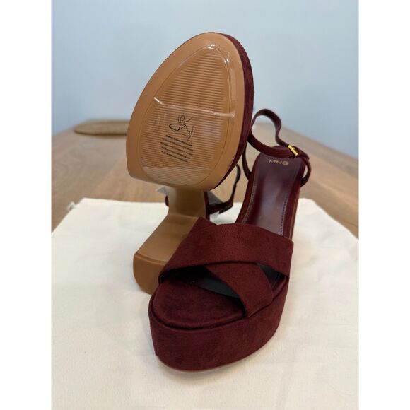 Mango Burgundy Platform sandals with crossed straps - Picture 5 of 5